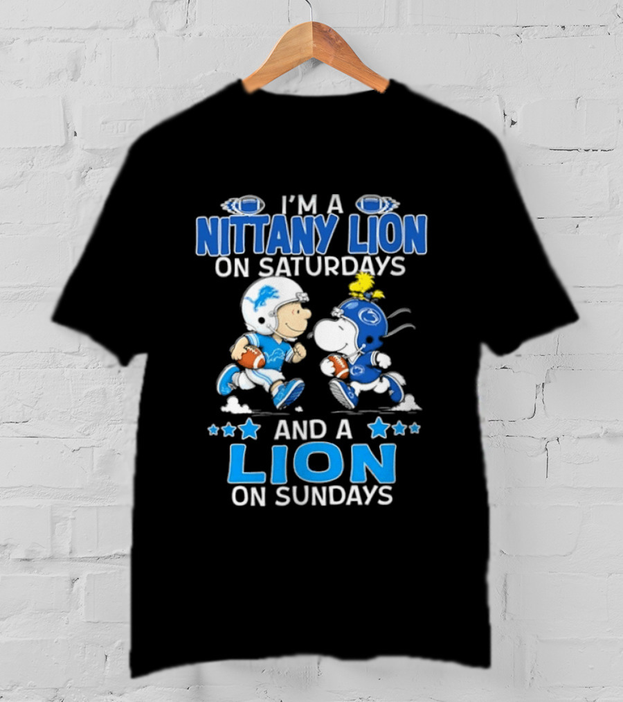 Peanuts Snoopy Charlie Brown Nittany Lion Saturdays Sundays Football T-Shirt