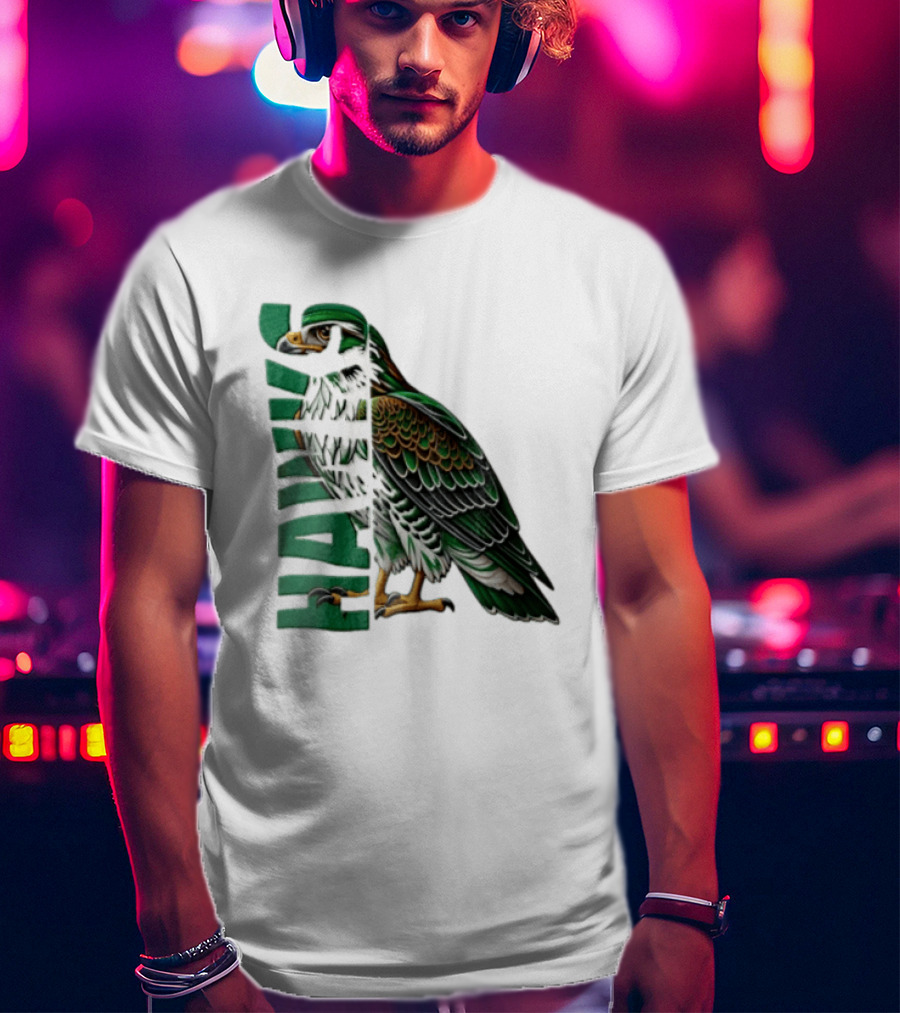 Atlanta Hawks Green Brown Hawk Bird Profile View T-Shirt