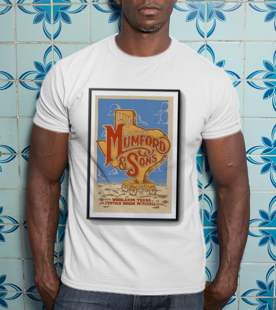Live Mumford And Sons October 1st 2026 Woodlands Texas Cynthia Woods Mitchell Pavilion T-Shirt