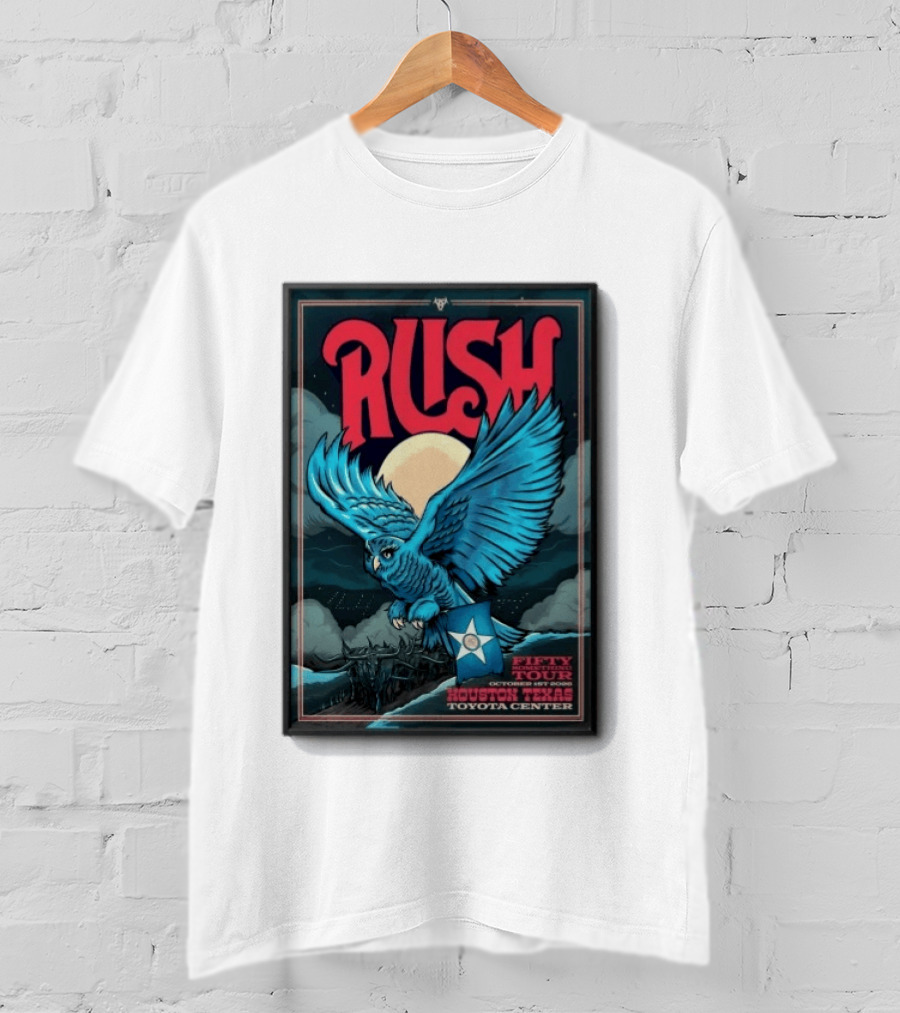 RUSH Houston Texas 10 1 2026 Owl Moon Toyota Center Fifty Tour T-Shirt