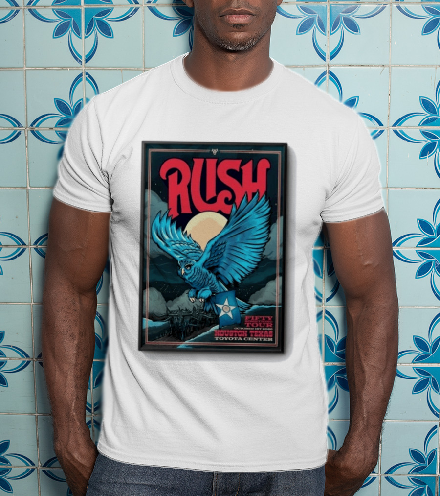 RUSH Houston Texas 10 1 2026 Owl Moon Toyota Center Fifty Tour T-Shirt