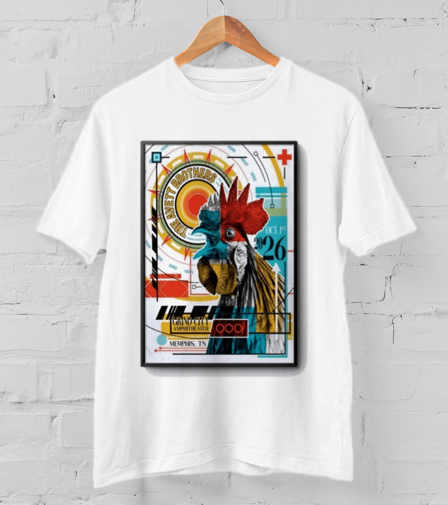 The Avett Brothers Memphis TN Grand City Amphitheater October 1 2026 Rooster T-Shirt