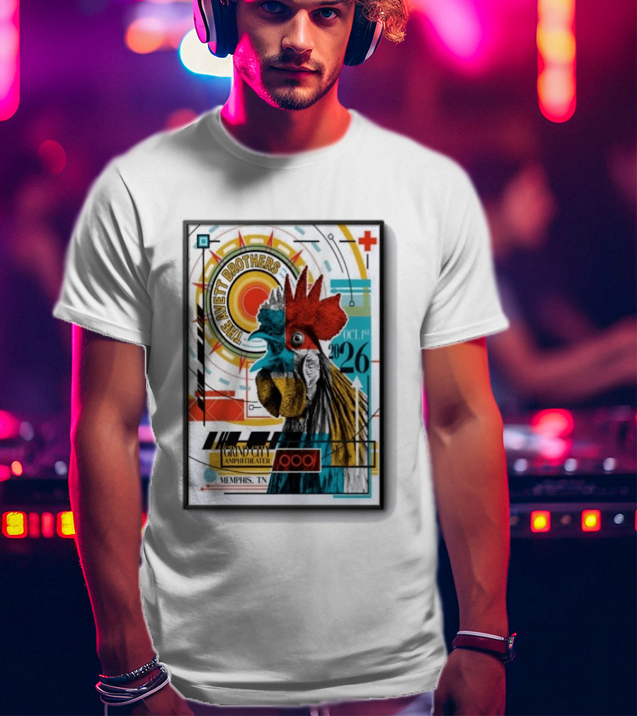 The Avett Brothers Memphis TN Grand City Amphitheater October 1 2026 Rooster T-Shirt