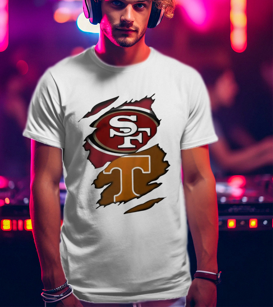 San Francisco 49ers Tennessee Volunteers Ripped SF Logos Fusion T-Shirt
