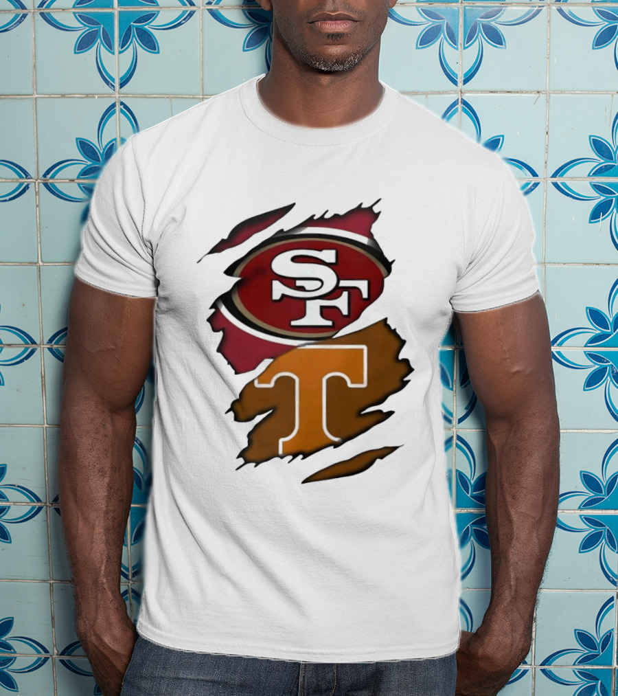 San Francisco 49ers Tennessee Volunteers Ripped SF Logos Fusion T-Shirt