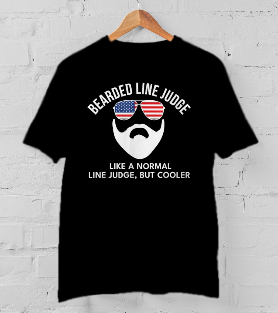 Bearded Line Judge American Flag Sunglasses Cool Sports T-Shirt