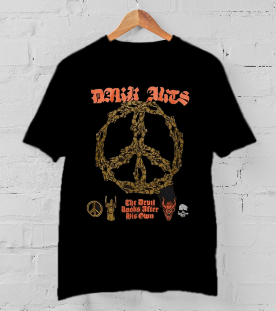 Dark Arts 12Th Birthday The Devil Looks After His Own Peace Symbol Skull T-Shirt