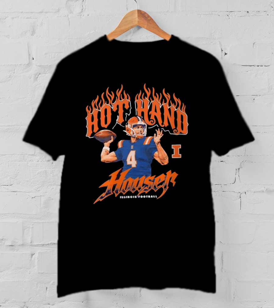 Hot Hand Houser Katin Houser No 4 Illinois Football T-Shirt