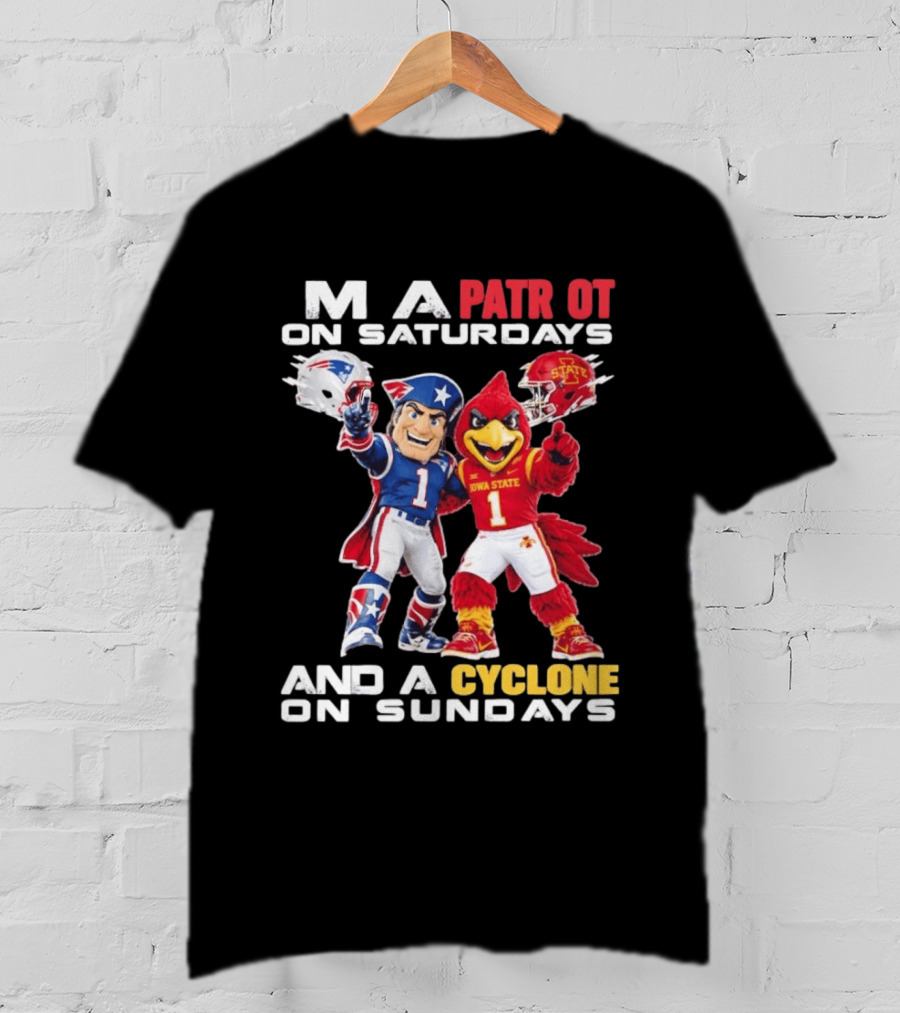 Patriot On Saturdays Cyclone On Sundays Iowa State Football Mascots T-Shirt