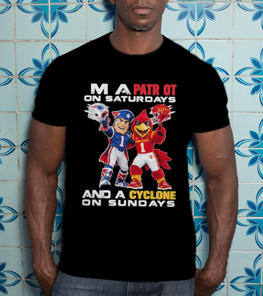 Patriot On Saturdays Cyclone On Sundays Iowa State Football Mascots T-Shirt