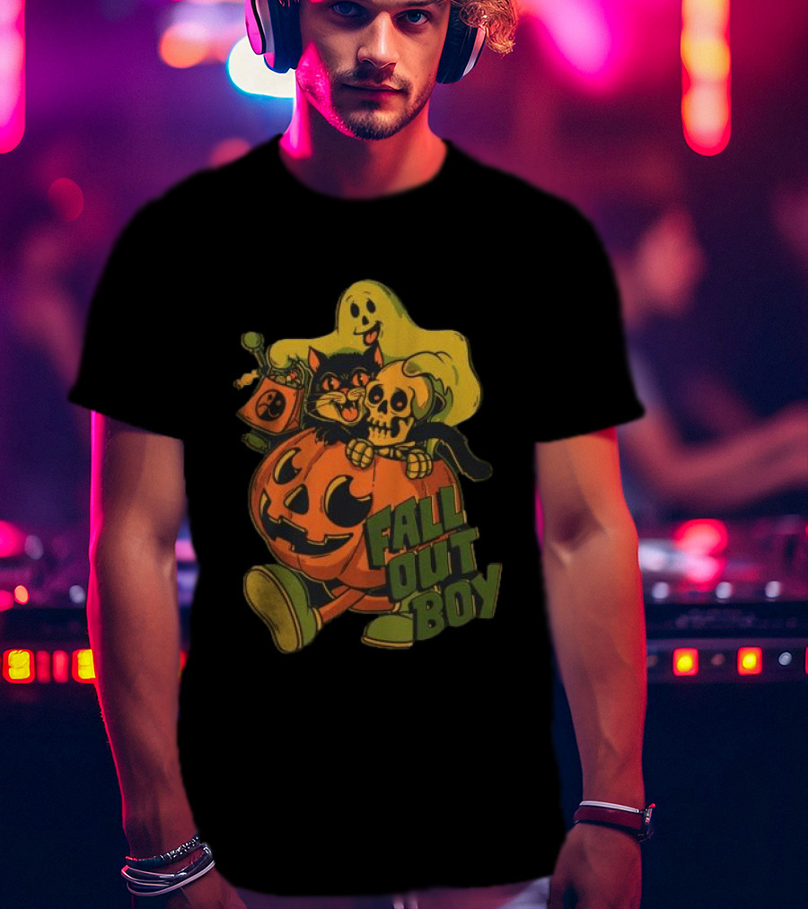 Fall Out Boy Halloween Cat Ghost Pumpkin Skull T-Shirt