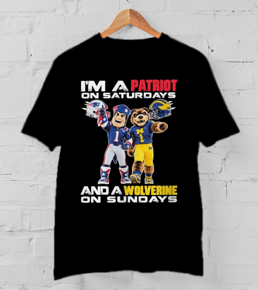 Patriot And Wolverine Football Mascots Saturdays Sundays T-Shirt