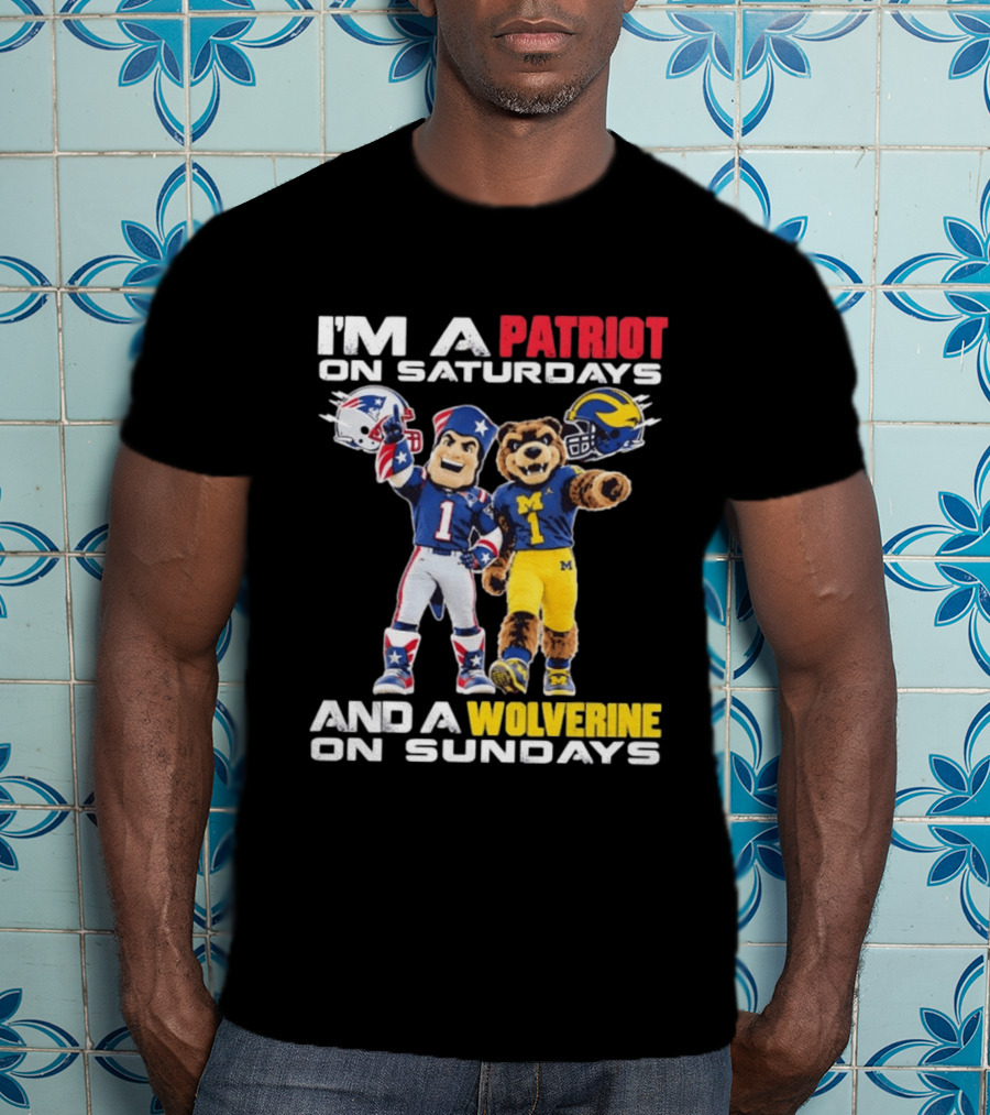 Patriot And Wolverine Football Mascots Saturdays Sundays T-Shirt