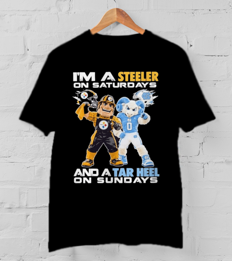 I'm A Steeler On Saturdays And A Tar Heel On Sundays With Mascots T-Shirt