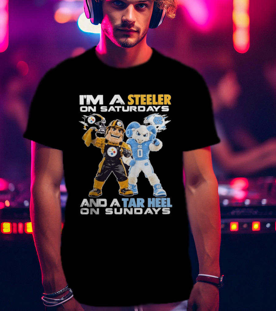 I'm A Steeler On Saturdays And A Tar Heel On Sundays With Mascots T-Shirt