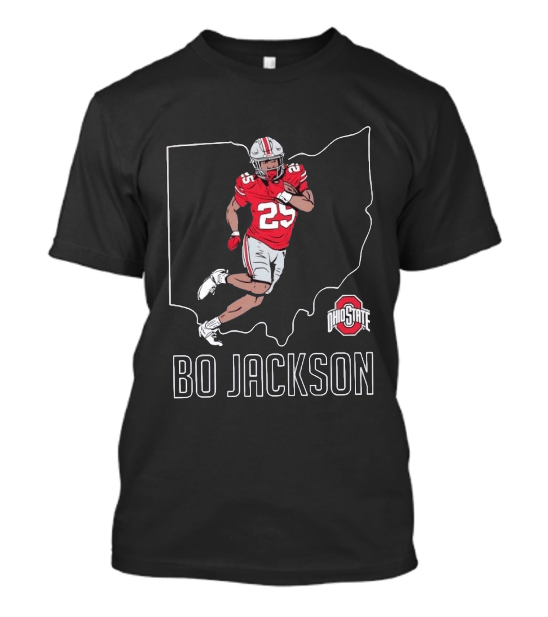 NCAA Ohio State Buckeyes Bo Jackson No 25 Caricature Football T-Shirt