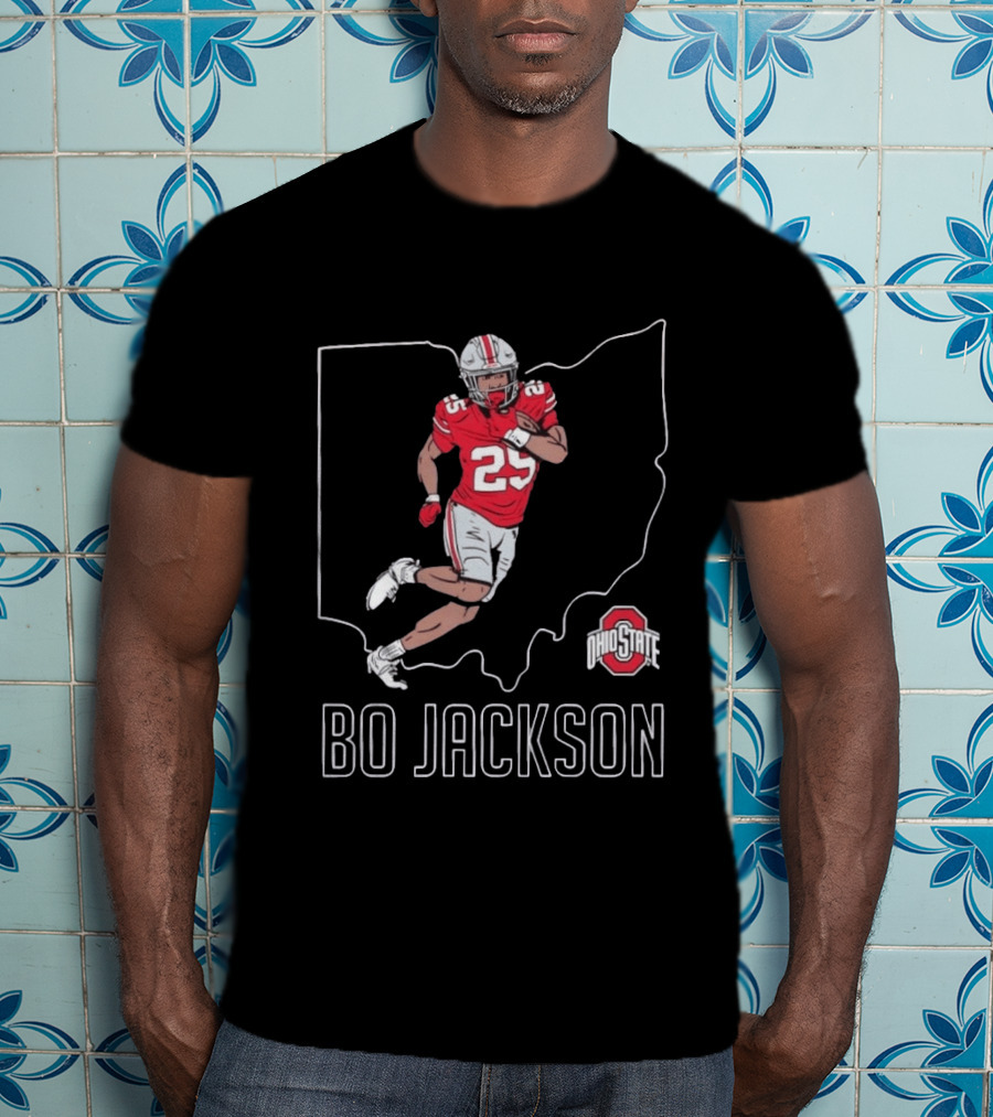 NCAA Ohio State Buckeyes Bo Jackson No 25 Caricature Football T-Shirt