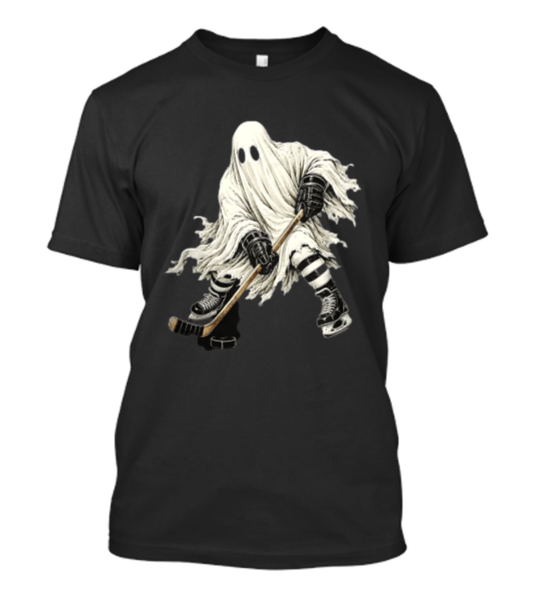 Halloween Ghost Playing Ice Hockey Costume Fun T-Shirt