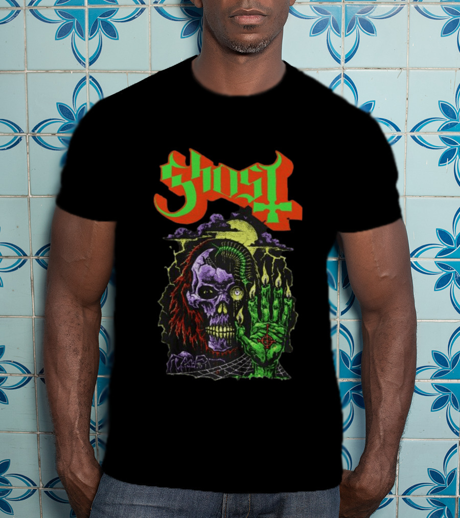 Ghost Store Necromancy Skull Candle Hand T-Shirt