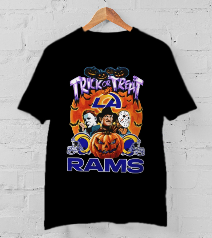 Los Angeles Rams Halloween Trick Or Treat Horror Pumpkin Football T-Shirt