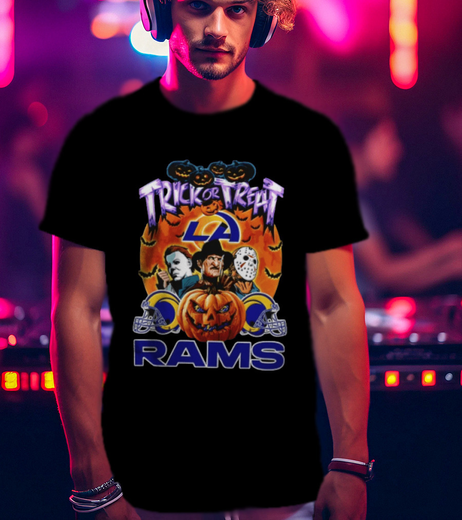 Los Angeles Rams Halloween Trick Or Treat Horror Pumpkin Football T-Shirt