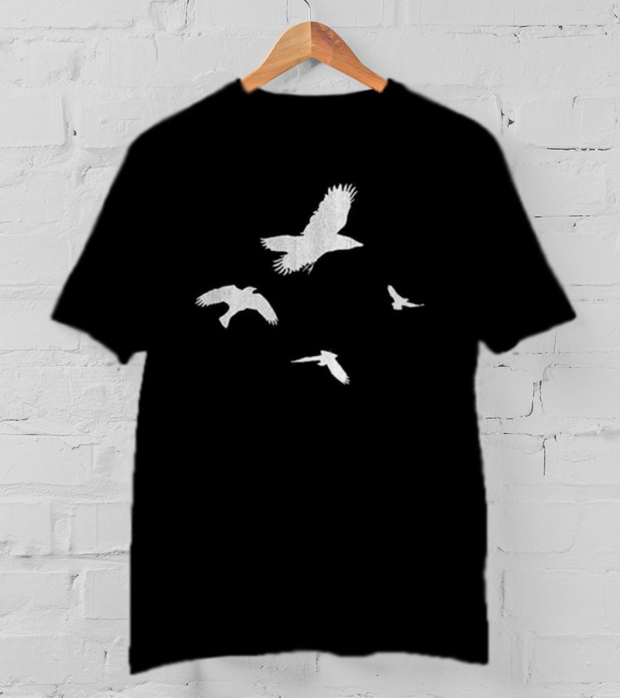 Shinedown Store Black Trucker Birds White Bird T-Shirt