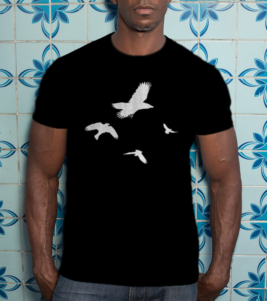 Shinedown Store Black Trucker Birds White Bird T-Shirt
