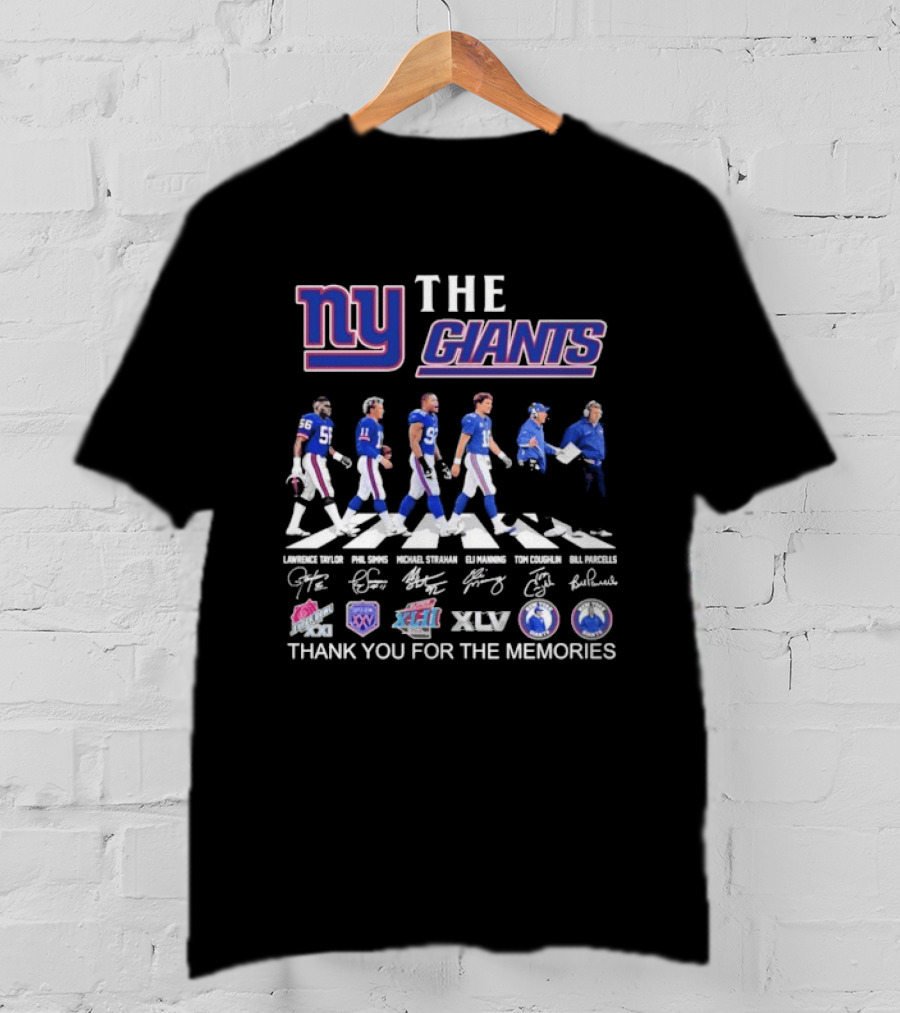 The New York Giants Thank You For The Memories Road Abbey Signatures T-Shirt