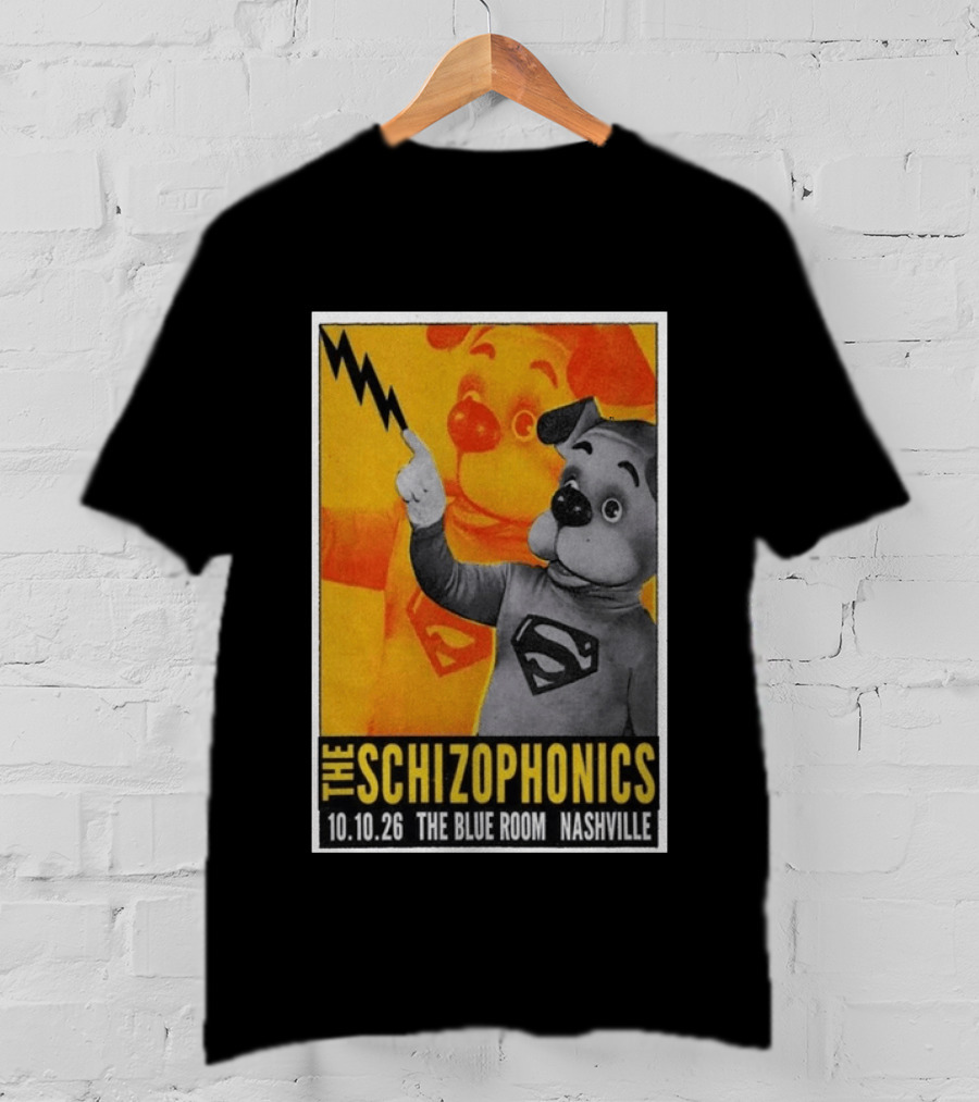 The Schizophonics The Blue Room Nashville 10.10.26 Concert Superman Dog Image T-Shirt