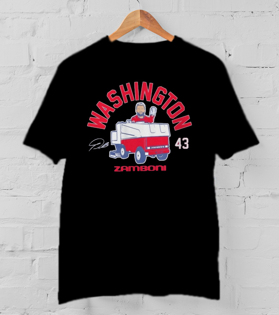 Washington Capitals Tom Wilson 43 Zamboni Driver Cartoon T-Shirt