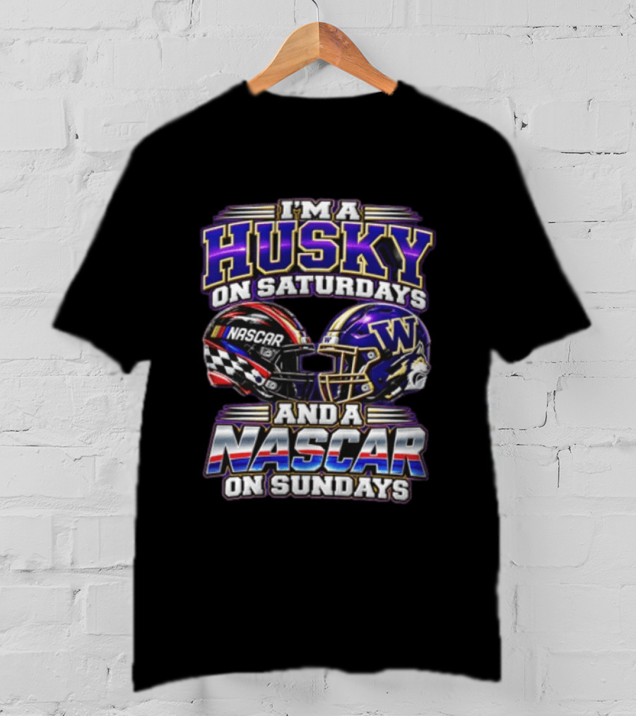 I'm A Husky On Saturdays And A NASCAR On Sundays Racing Helmet Combo T-Shirt