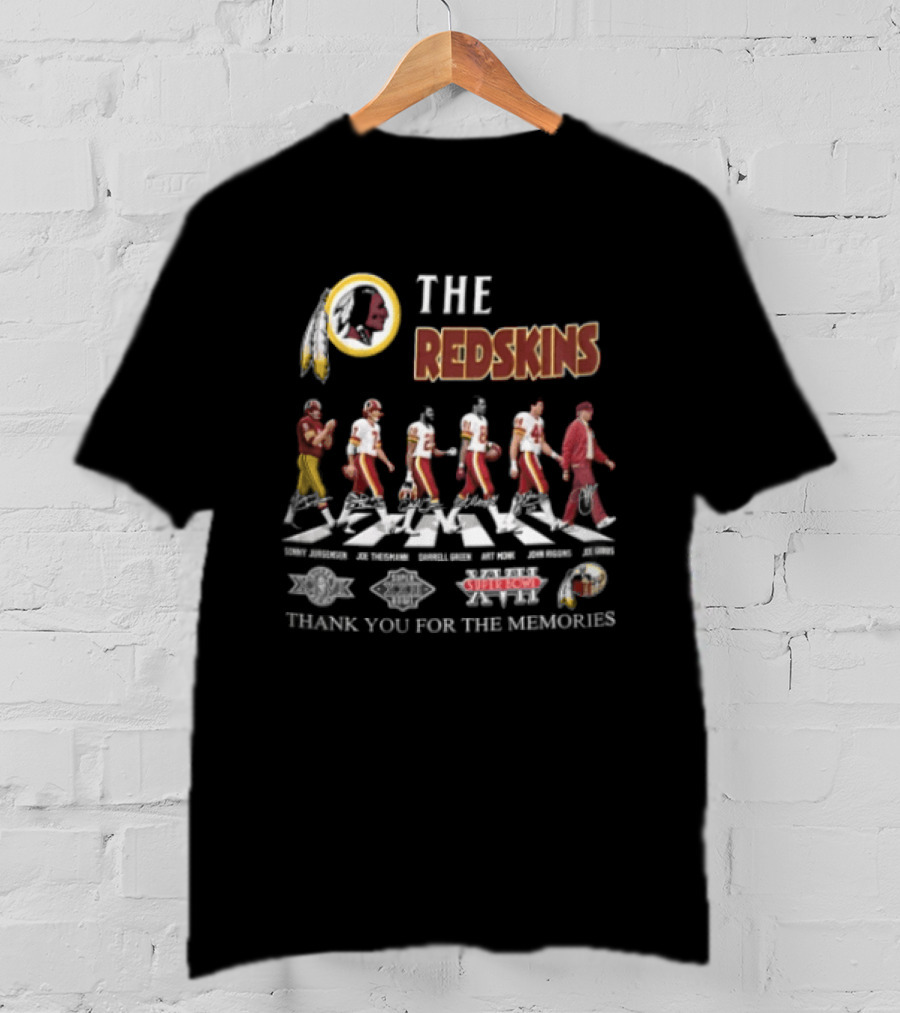 The Redskins Sonny Jurgensen Joe Theismann Darrell Green Monk John Riggins Joe Gibbs Thank You For The Memories T-Shirt