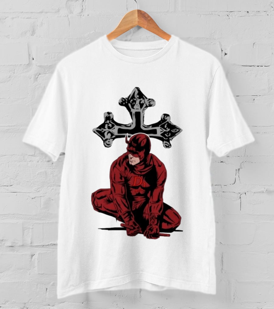Daredevil Crouching Matt Murdock With Cross Marvel T-Shirt