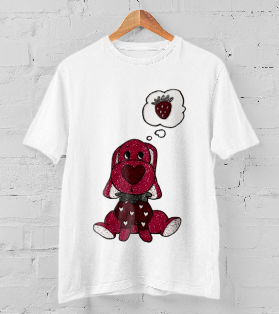 Dog With Strawberry Thought Bubble Costume Hearts T-Shirt
