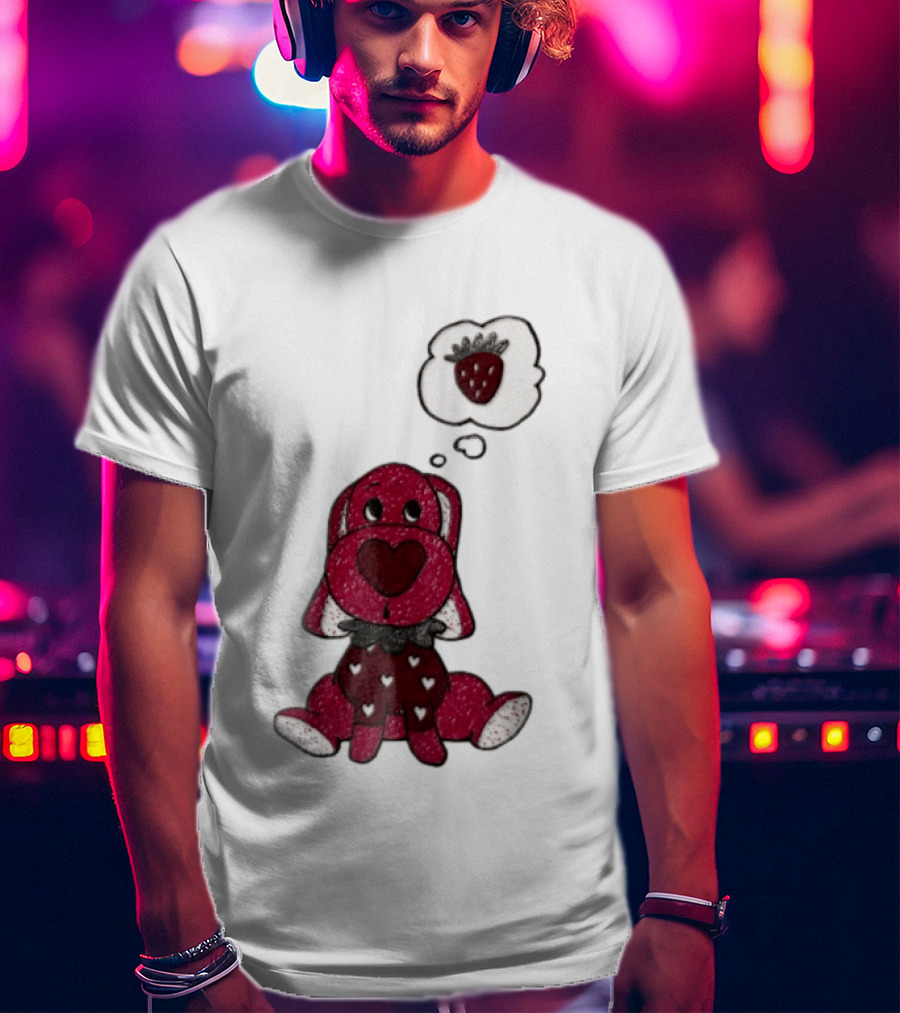 Dog With Strawberry Thought Bubble Costume Hearts T-Shirt