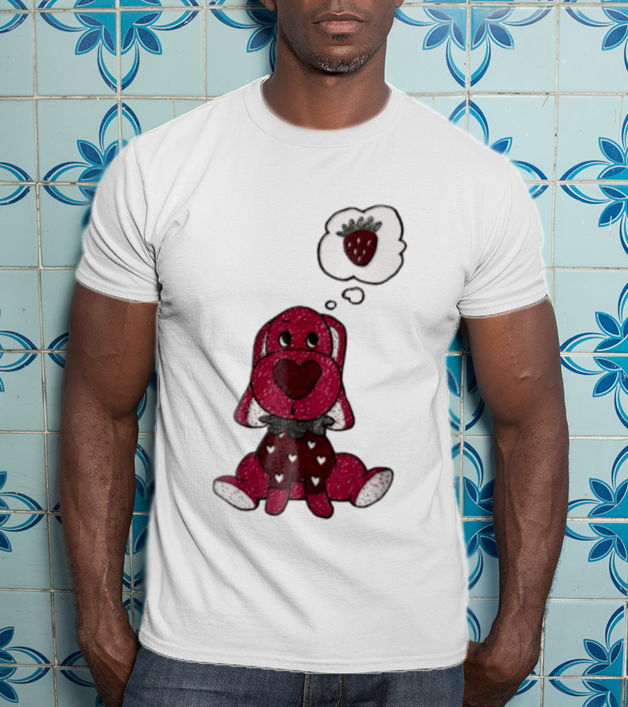 Dog With Strawberry Thought Bubble Costume Hearts T-Shirt