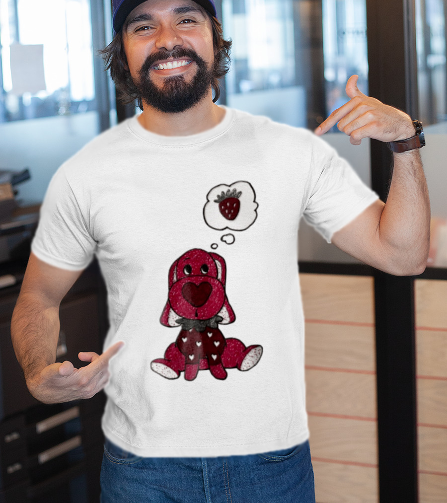 Dog With Strawberry Thought Bubble Costume Hearts T-Shirt