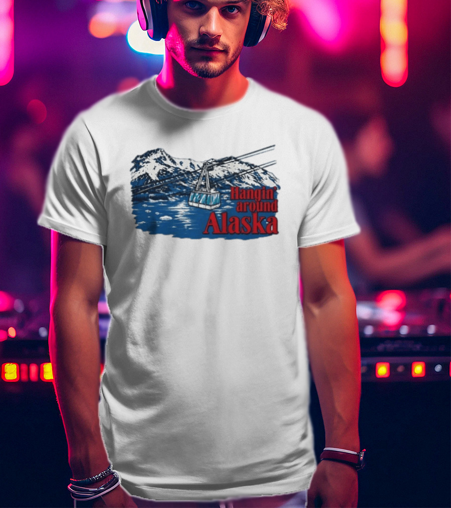 RJ Decker Aloysius Aiken Hangin Around Alaska Cable Car Mountain Scene T-Shirt