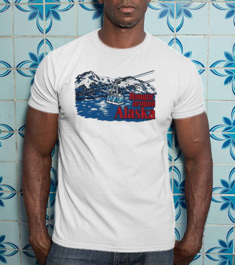 RJ Decker Aloysius Aiken Hangin Around Alaska Cable Car Mountain Scene T-Shirt
