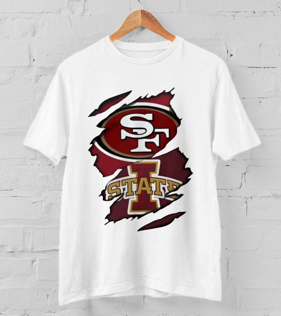 San Francisco 49ers Iowa State Cyclones Distressed Logo Fusion T-Shirt