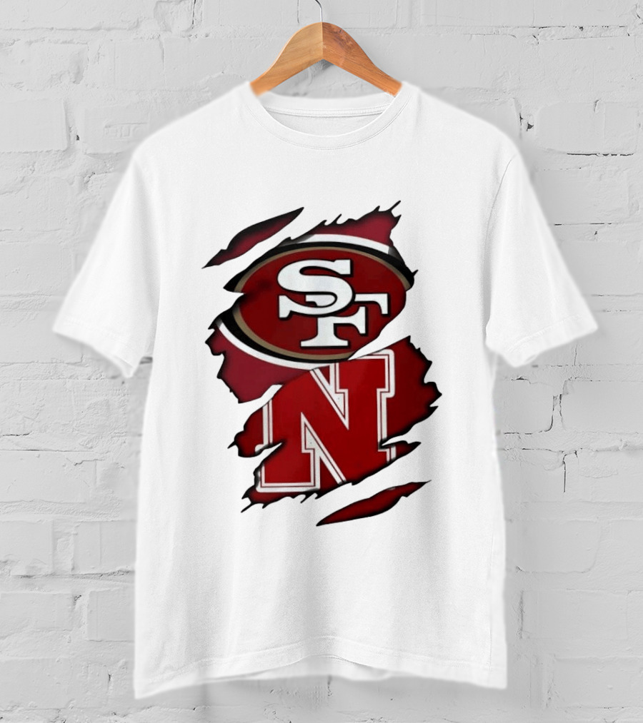 San Francisco 49ers SF And Nebraska Cornhuskers N Ripped T-Shirt