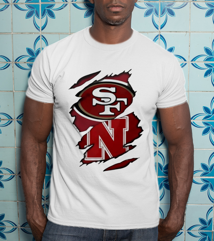 San Francisco 49ers SF And Nebraska Cornhuskers N Ripped T-Shirt