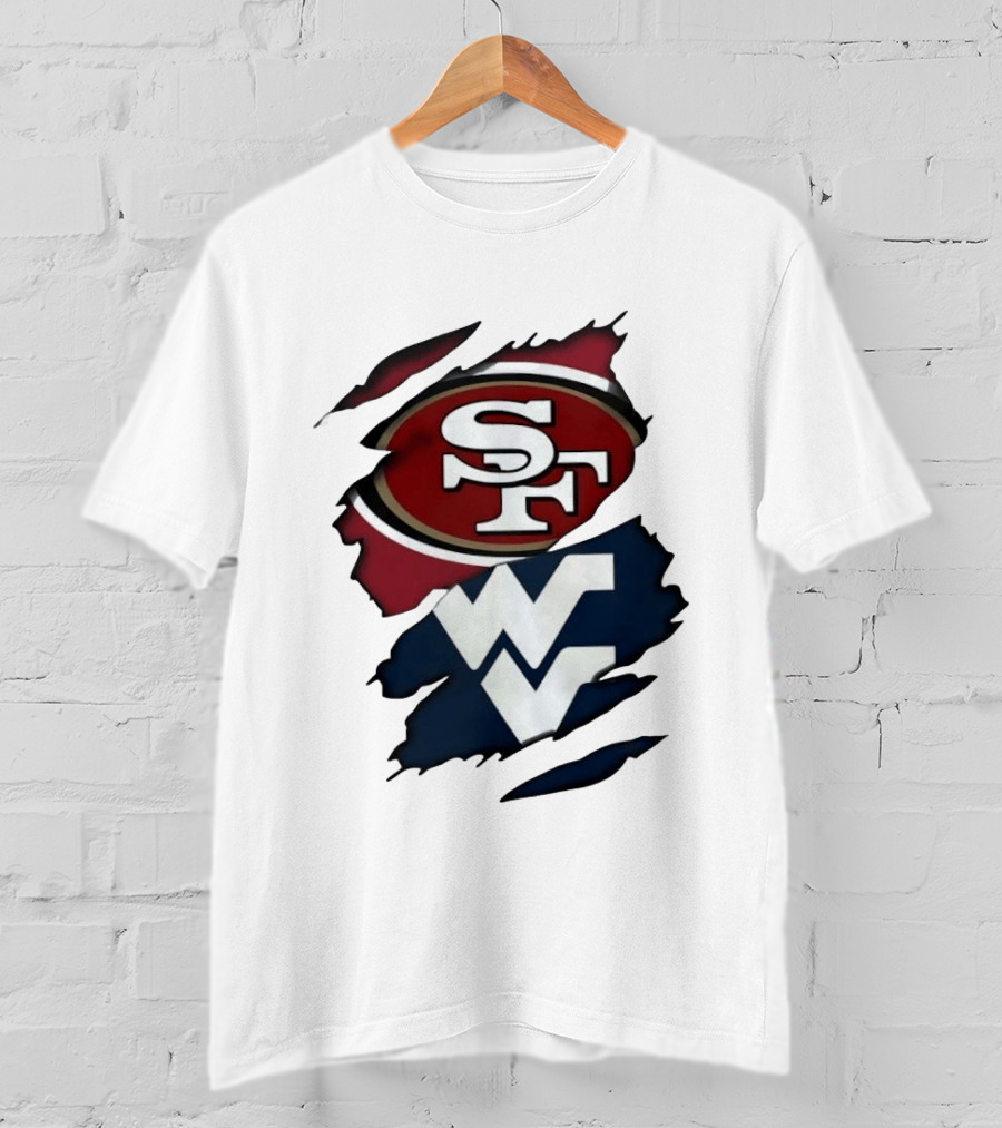 San Francisco 49ers West Virginia Mountaineers Ripped SF WV T-Shirt