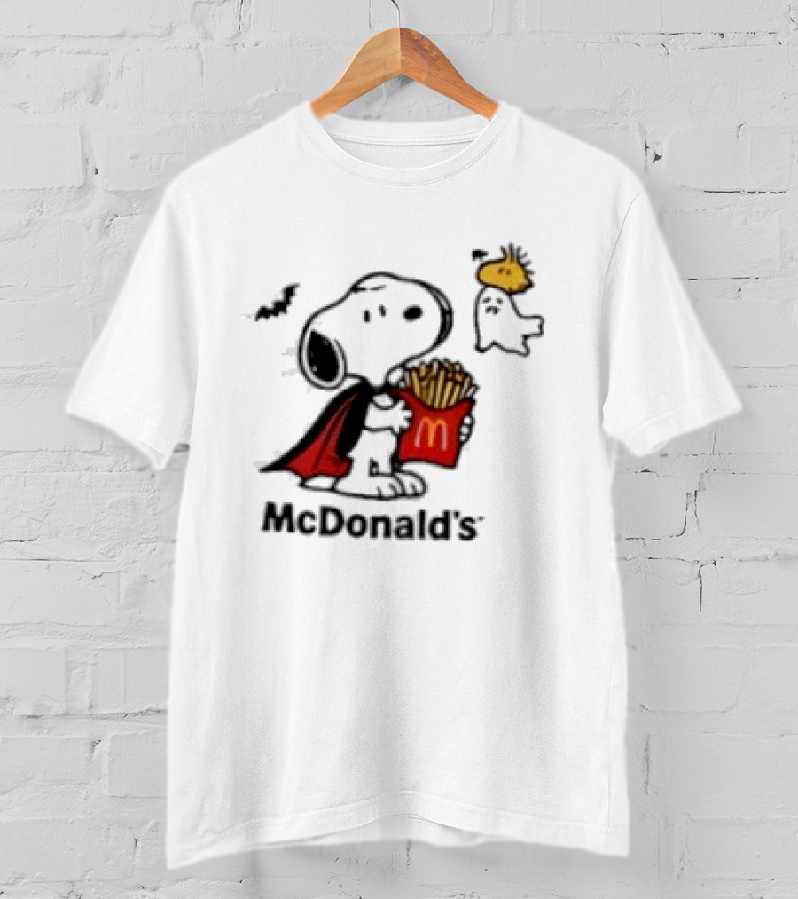 Snoopy McDonald's Halloween French Fries Woodstock Bat Iconic Collaboration T-Shirt