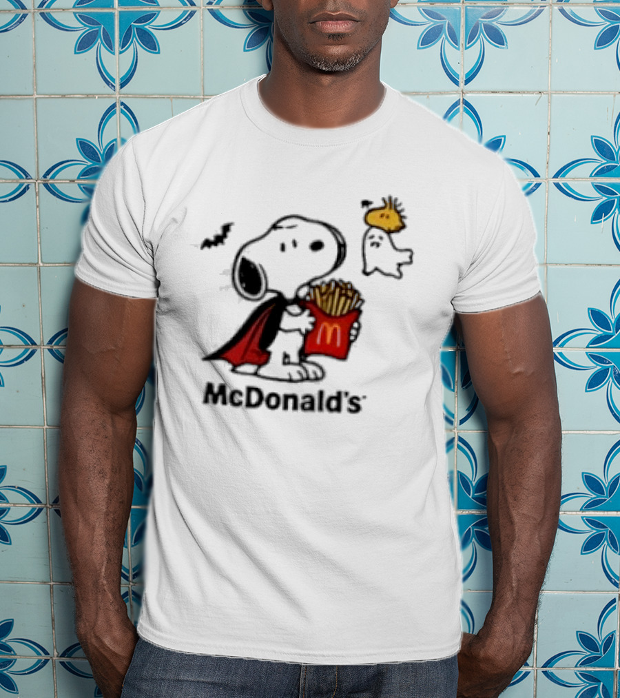 Snoopy McDonald's Halloween French Fries Woodstock Bat Iconic Collaboration T-Shirt