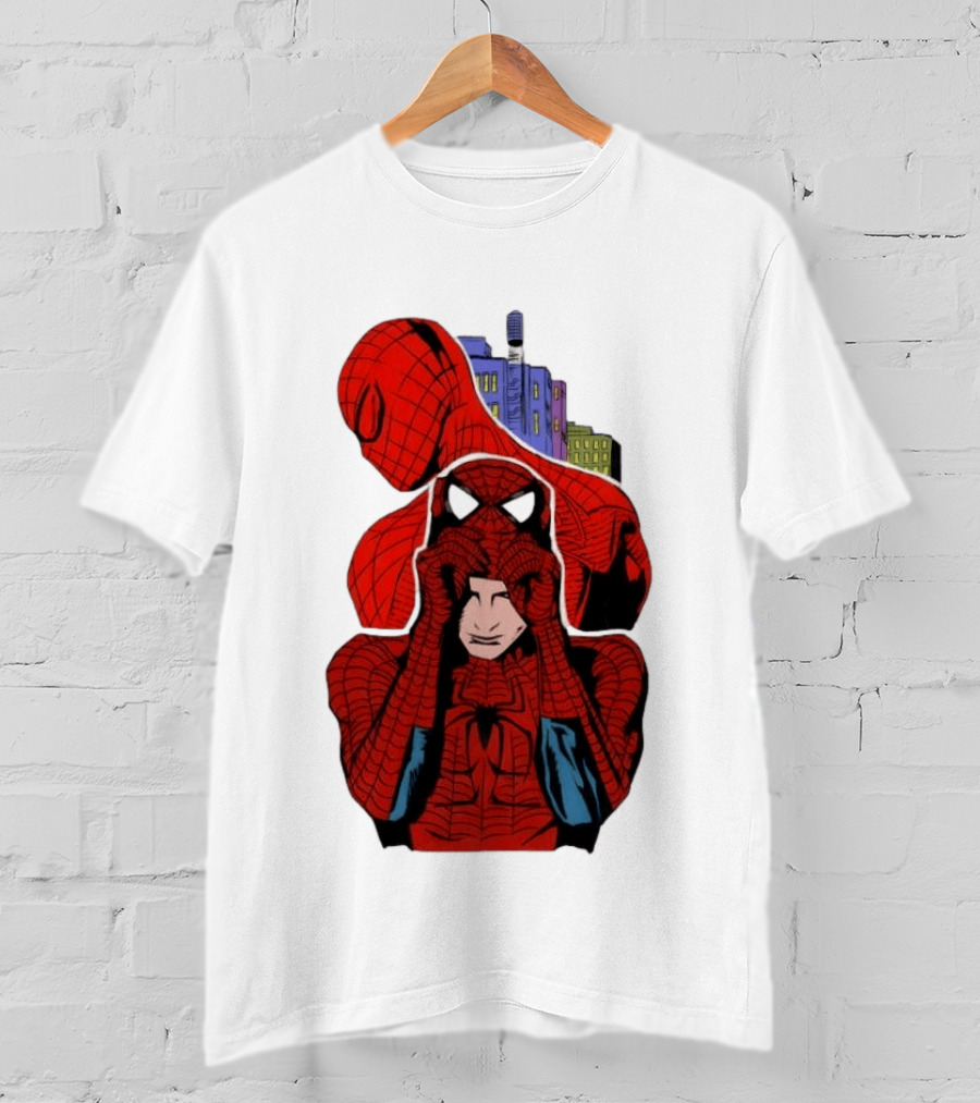 Marvel Spider Man Peter Parker Cityscape Collage T-Shirt