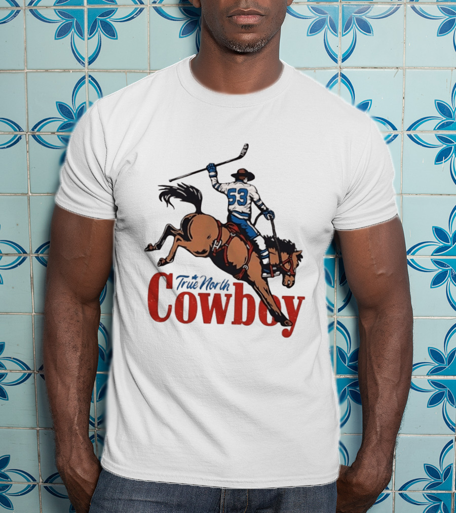 True North Cowboy Hockey Riding Bucking Bronco Number 53 T-Shirt