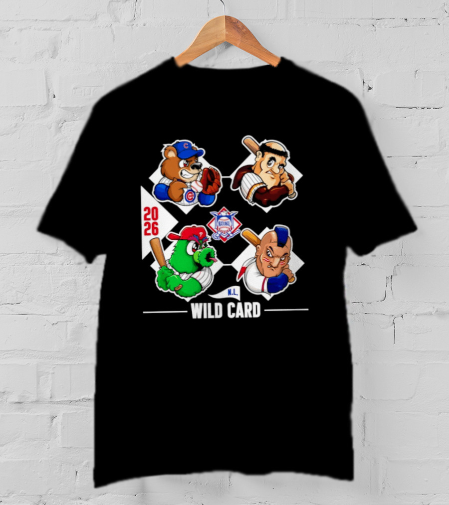 2026 National League Wild Card Cubs Baseball Cartoon Characters T-Shirt