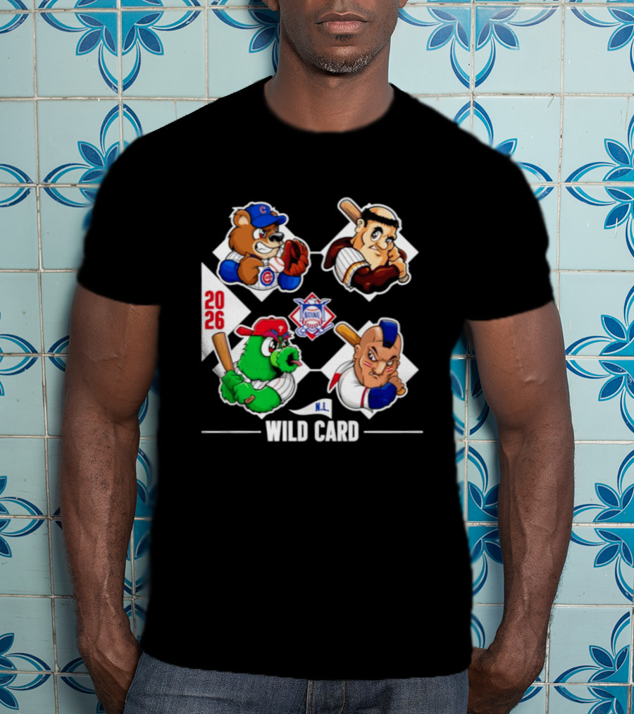 2026 National League Wild Card Cubs Baseball Cartoon Characters T-Shirt