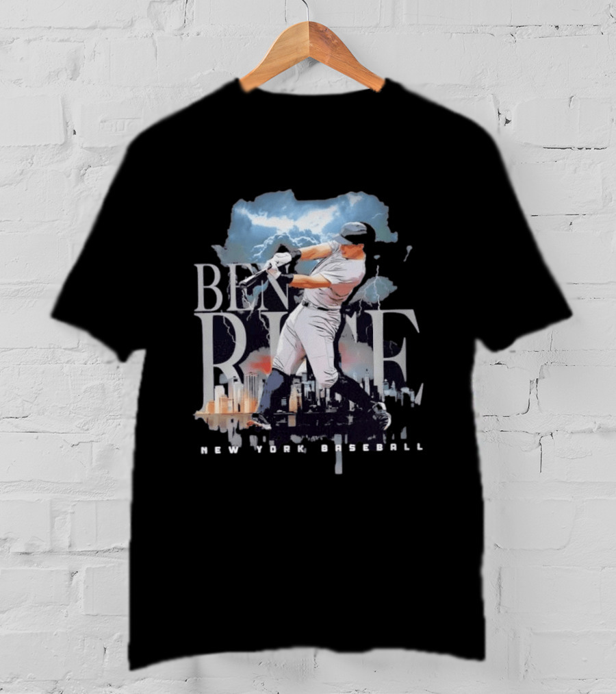 Ben Rice New York Baseball Player Lightning Skyline T-Shirt